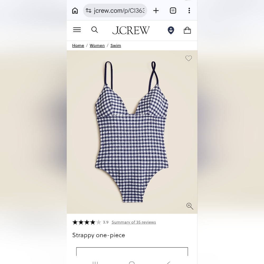 J CREW Blue/White 1 Pc Bathing Suit BNWT Size 16